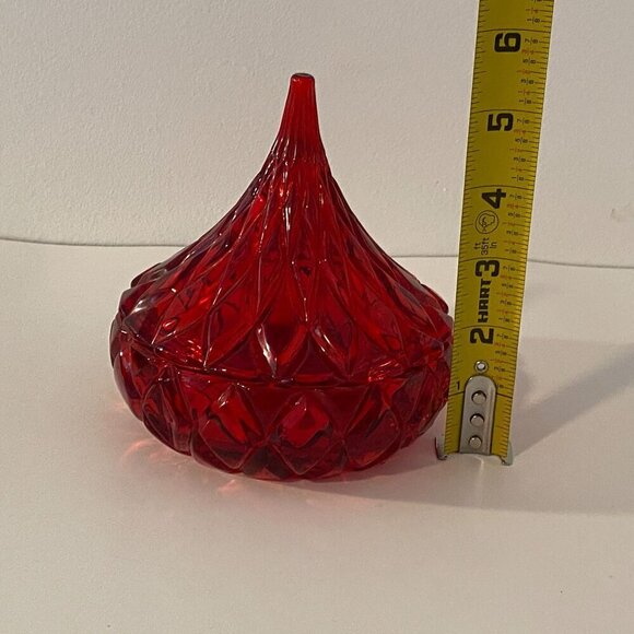 Vintage Shannon Designs of Ireland Lead Crystal Red Glass Candy Dish With Lid - Picture 14 of 14